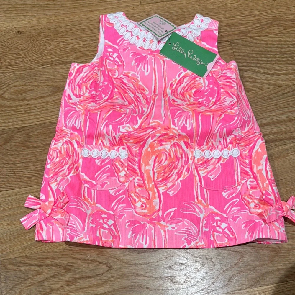 Lilly Pulitzer baby shift dress tiki pink and tapping it back small print NWT - Picture 1 of 2